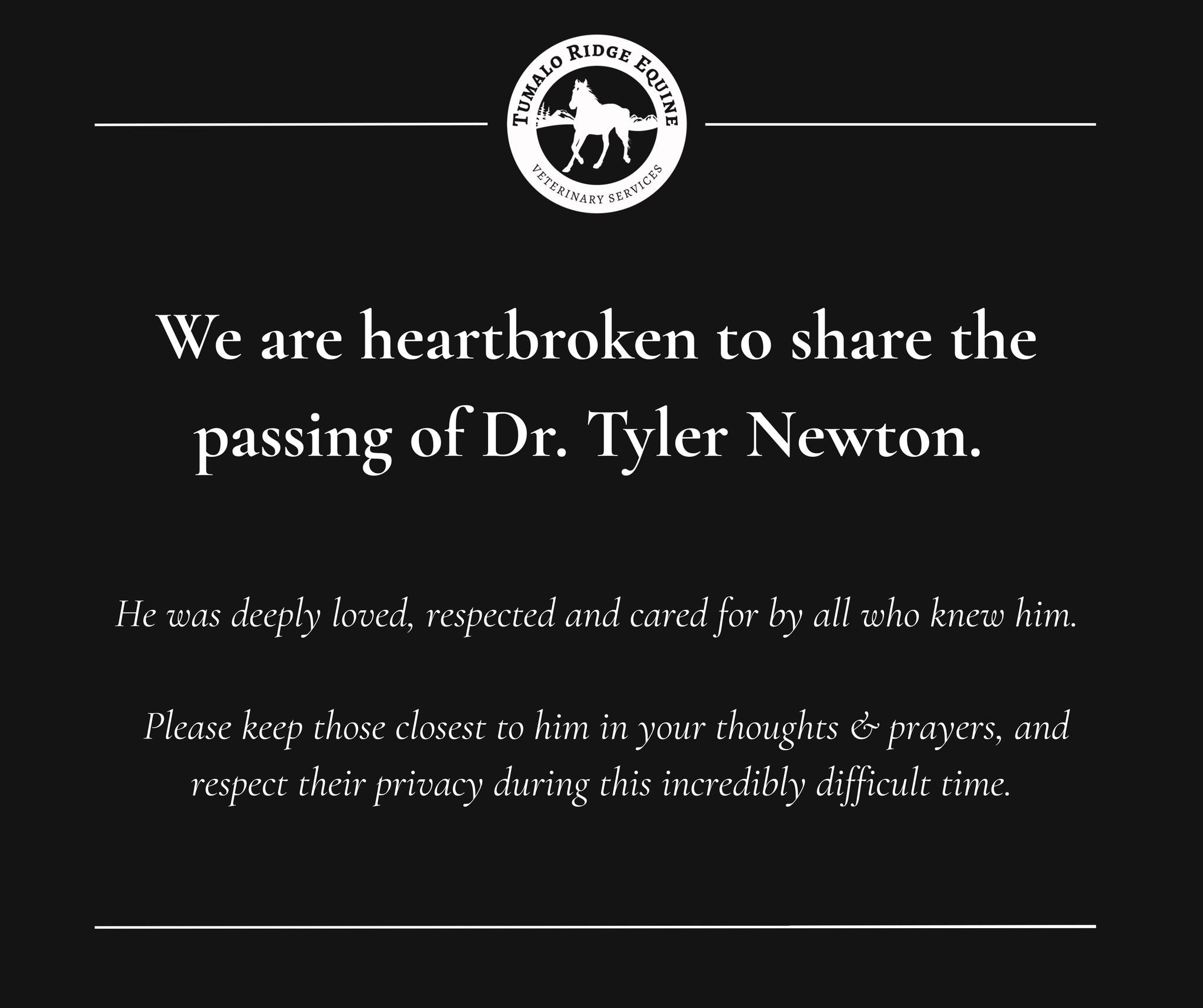 Dr. Tyler Newton, DVM Obituary — Community Mourns the Passing of Dr. Tyler Newton, DVM